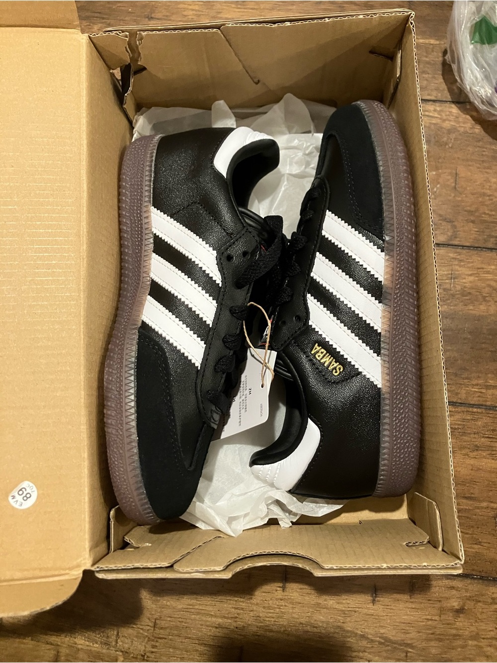 adidas Kids Samba Black White Sneakers with Gum Sole Sz 1.5